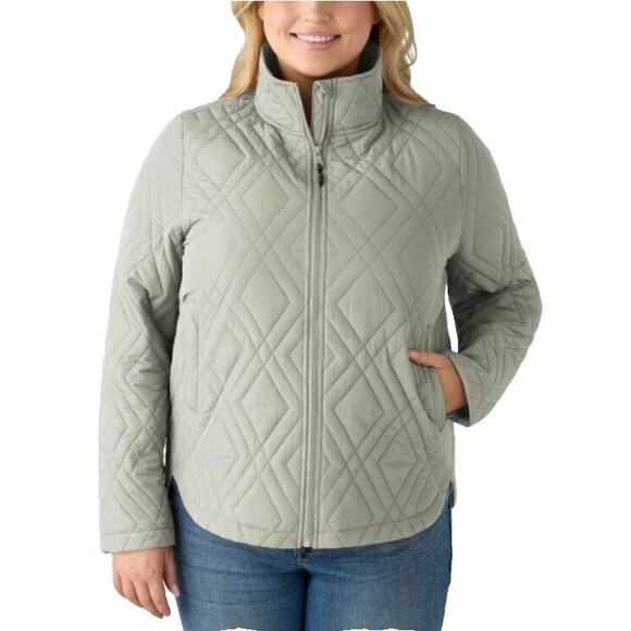 Voyager Womens Quilted Jacket XXL Green Water-Resistant Full Zip Lightweight NWT - Picture 1 of 14